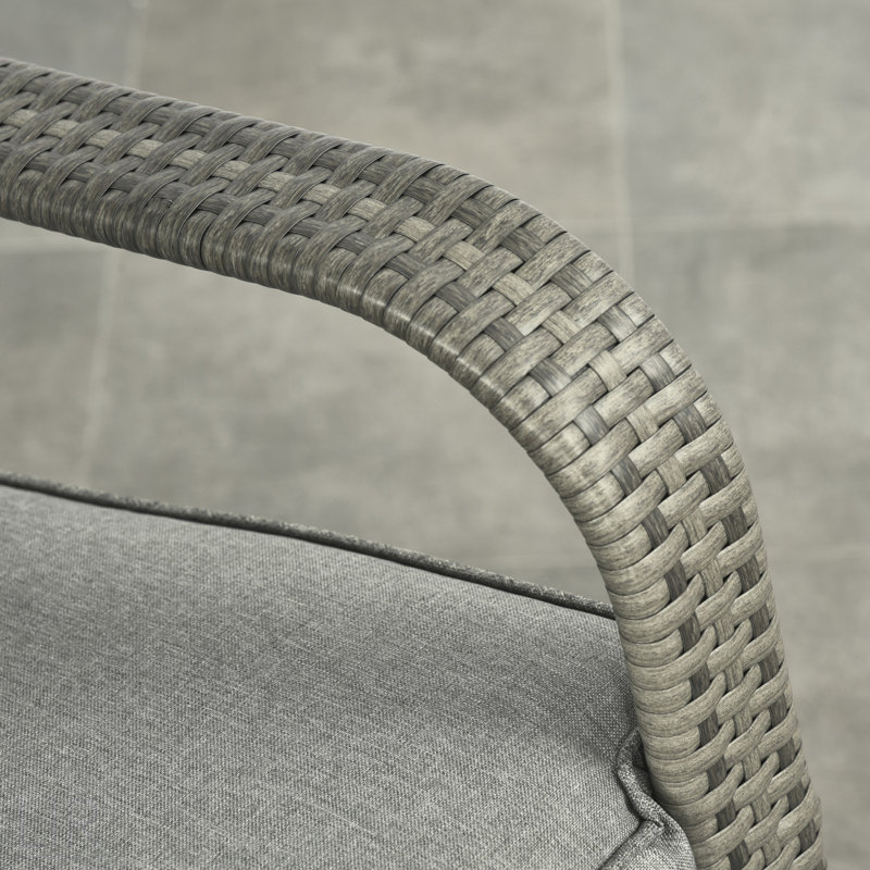Fauteuil inclinable d'extérieur en rotin avec coussins moelleux et repose-pieds réglable Chaise à dossier 135 degrés, osier PE, gris