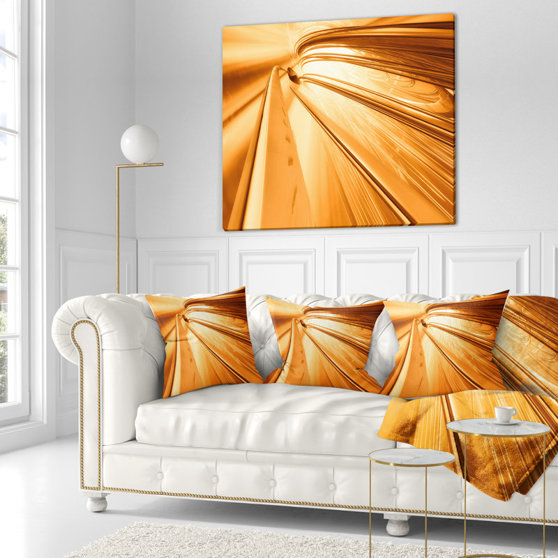 Fractal 3D Brown Stripes - coussin imprimé abstrait, 16 po x 1 po, Coussin décoratif