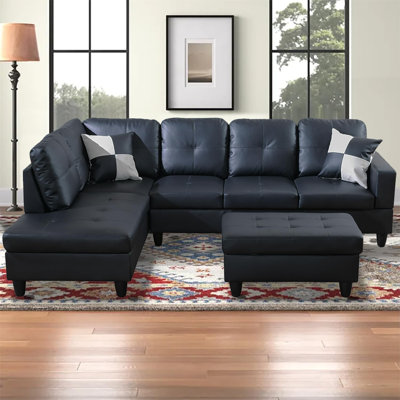 Canapé modulaire rembourré en L avec repose-pieds 3 pièces Erynne