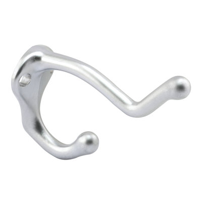 Coat Hook, 3In Projection, Cast Zamak Construction, Satin Finish, 2 Prong, Pack Of 1