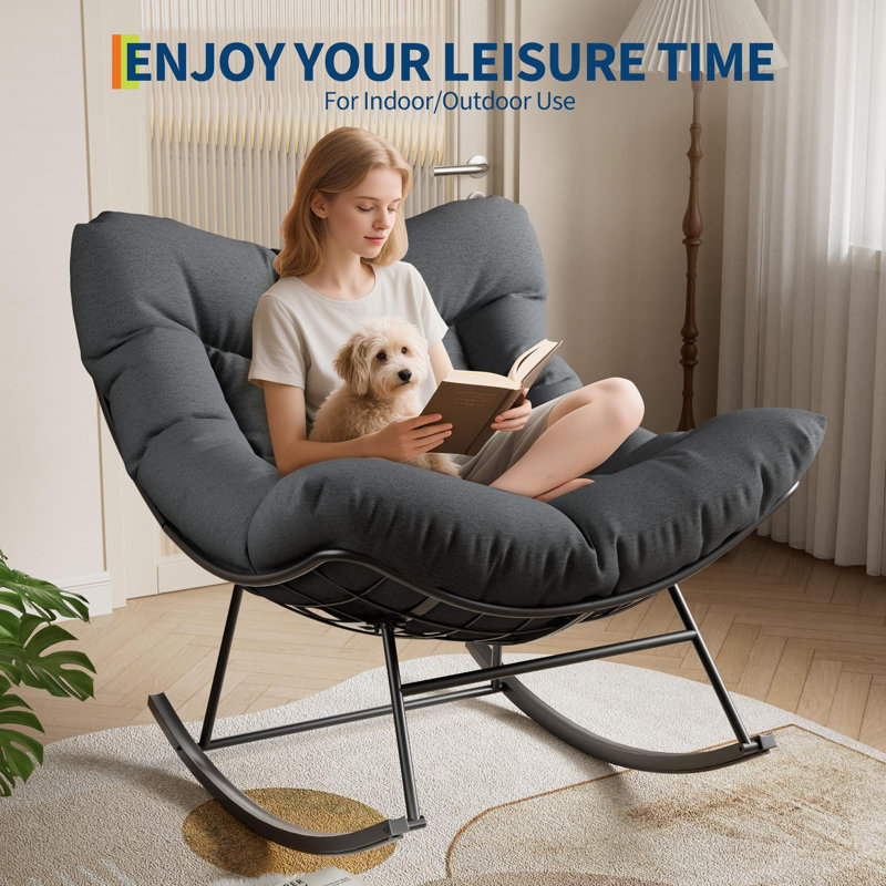 Chaise berçante d'extérieur Papasan, Noir