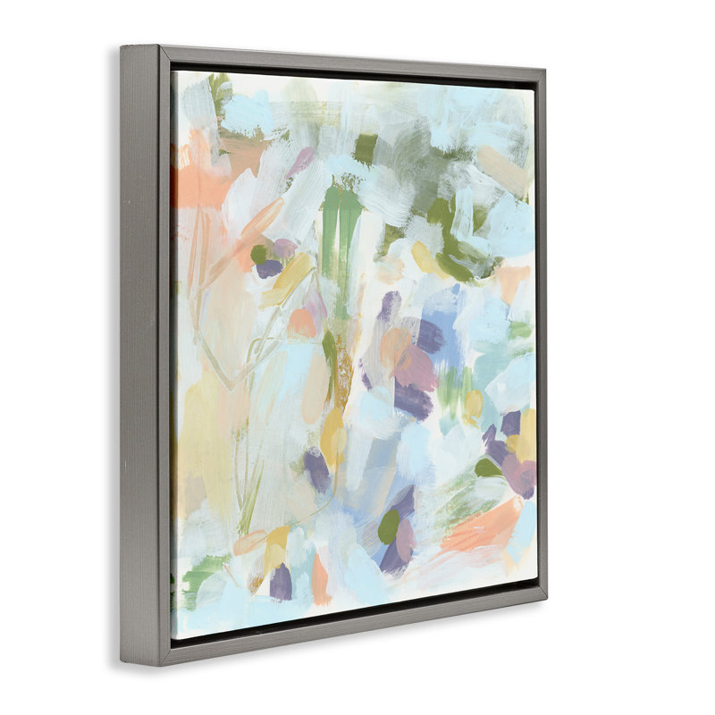 «Chaotic Pastel Impression», art mural encadré flottant par June Erica Vess, H 18 po x l 18 po, Cadre flottant gris lustré