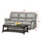 Canapé rembourré en cuir 80 po avec sièges inclinables 80 po, gris, 3 places-1652480502