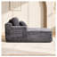 Chaise longue grise en peluche avec ressorts ensachés, aucun assemblage requis, design orienté vers la gauche pour le salon