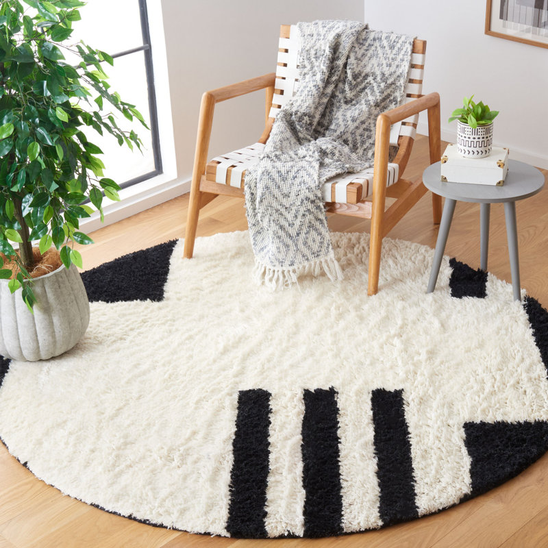 Tapis noir / ivoire Beaufort, Rond 6 pi