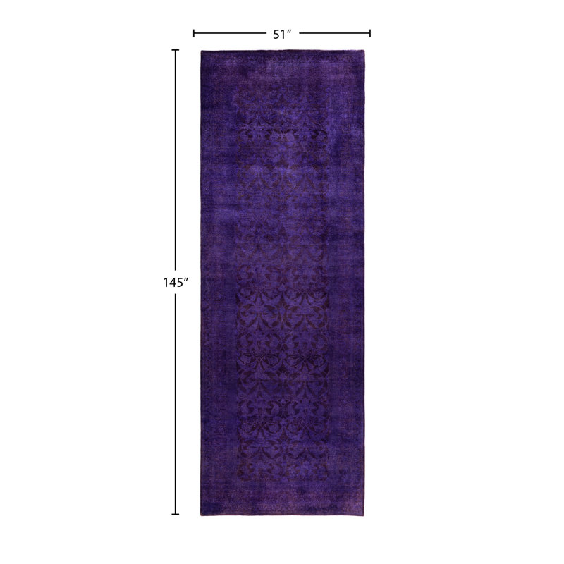 Overdyed One-of-a-Kind 4' 3" X 12' 1" Hand Knotted Area Rug