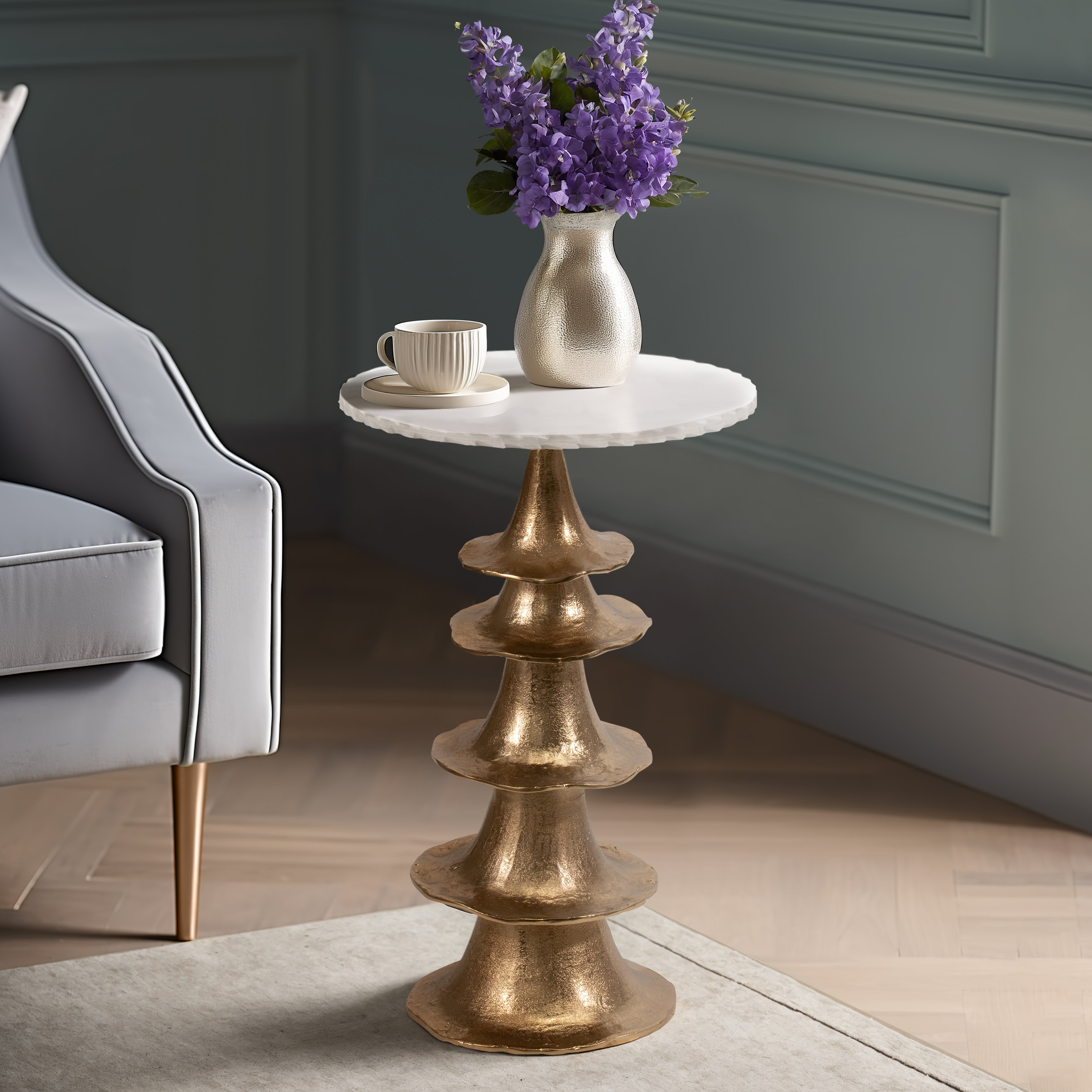 Rosdorf Park Sagebrook Home's Elegant 24Inch Jagged Edge Accent Table