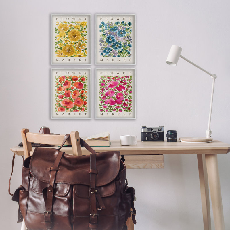 «Divers marché aux fleurs», ensemble de 4 giclées encadrées, design par Yvette St. Amant, H 14 po x l 44 po