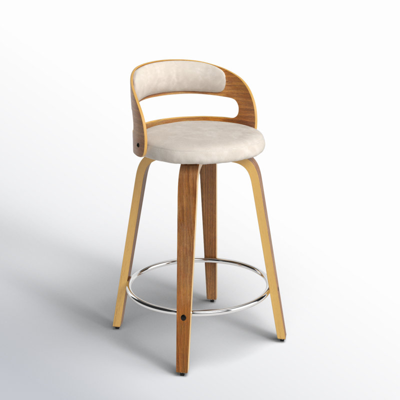Vanhoy Swivel Counter Height Stool, Ivory Faux Leather