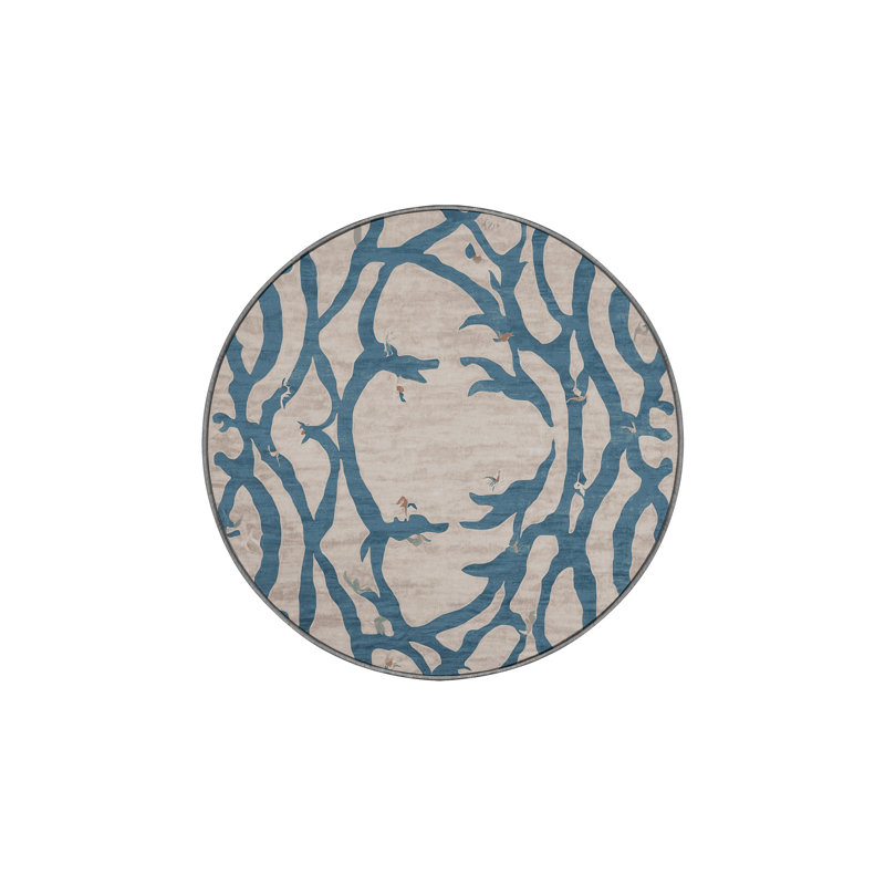 Machine Washable Gray Area Rug, Round 3'