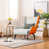 Blanc laiteux / similicuir orange