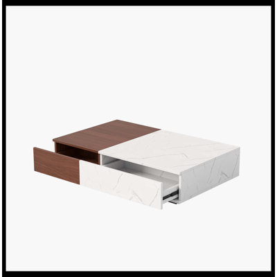Table basse en noyer de style moderne avec deux espaces de rangement