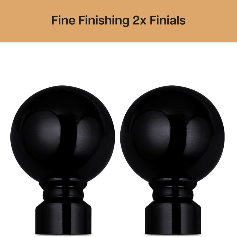 Adjustable Plain Metal Ball Curtain Rod, Matte Black, 70-120Cm