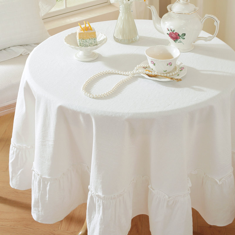 Nappe ronde en coton délavé, 59 po (150 cm) de diamètre, Tanné