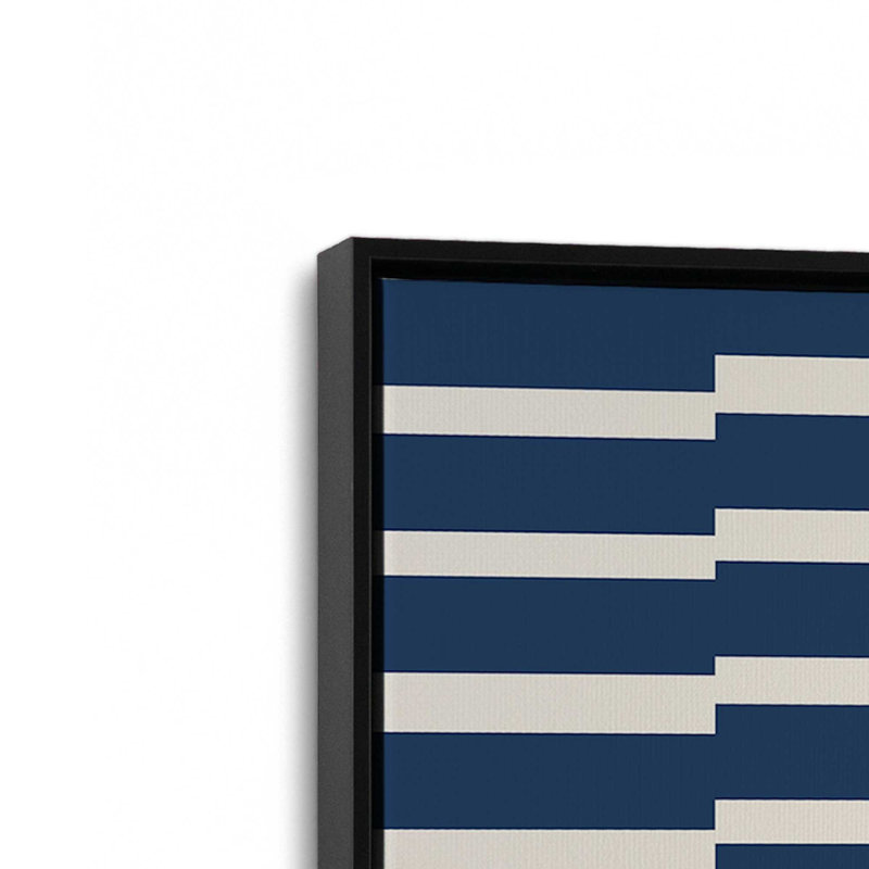 Impression sur toile dans un cadre bleu marine et crème, H 36,75 po x l 24,75 po, Noir satiné