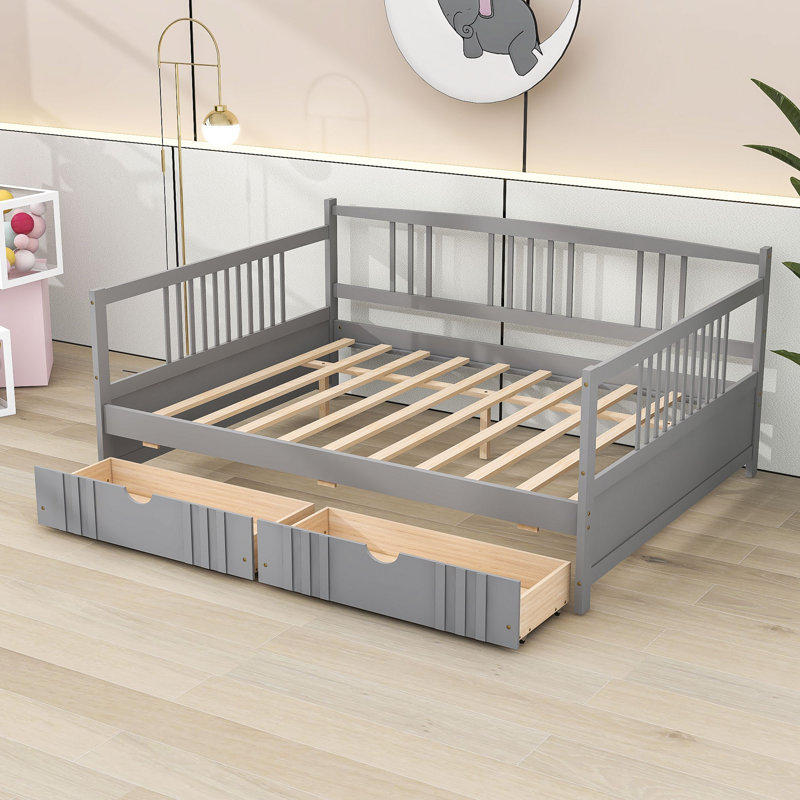 Areena Full Daybed with Two Drawers, Gray
