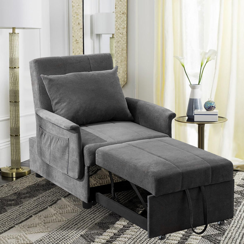 Chaise d'appoint Rosaleena, Mélange de lin gris foncé