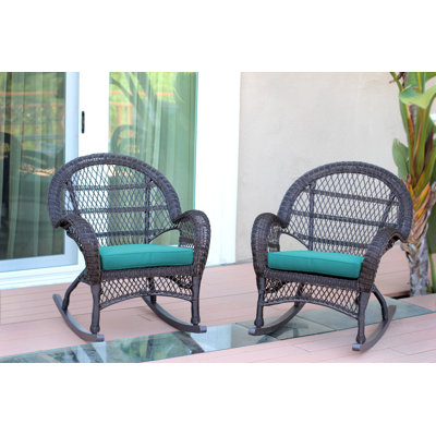Chaise berçante en osier avec coussins Berchmans