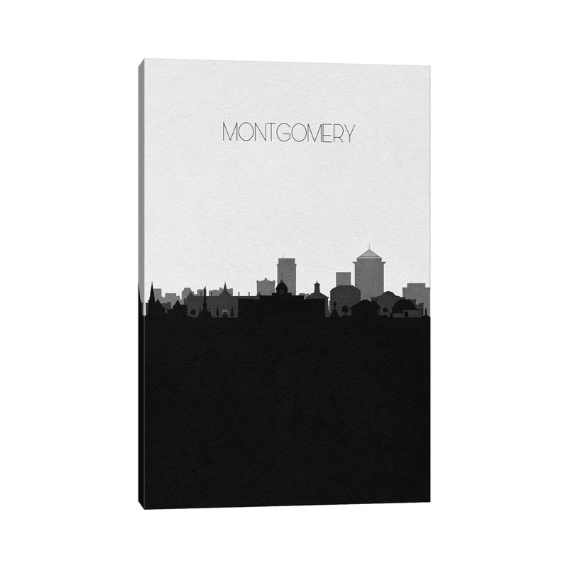 Montgomery, Alabama City Skyline 1 Piece Wrapped Canvas Wall Art, 20.32 cm H x 30.48 cm W