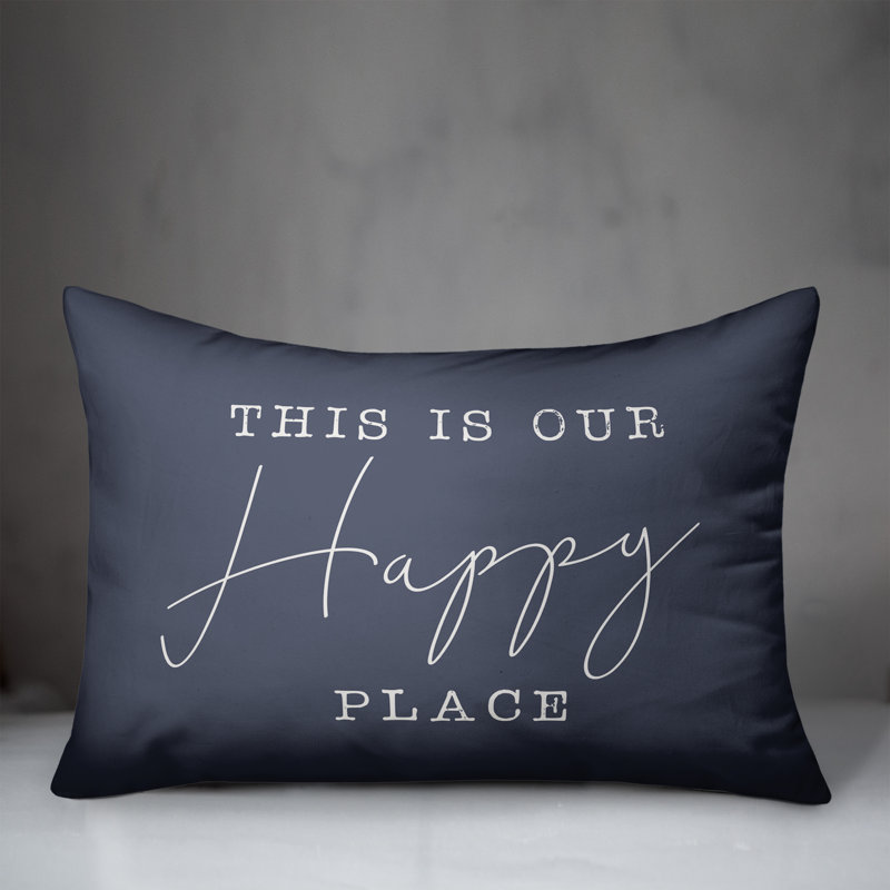 Housse et insert pour coussin rectangulaire Happy Place 17, Bleu