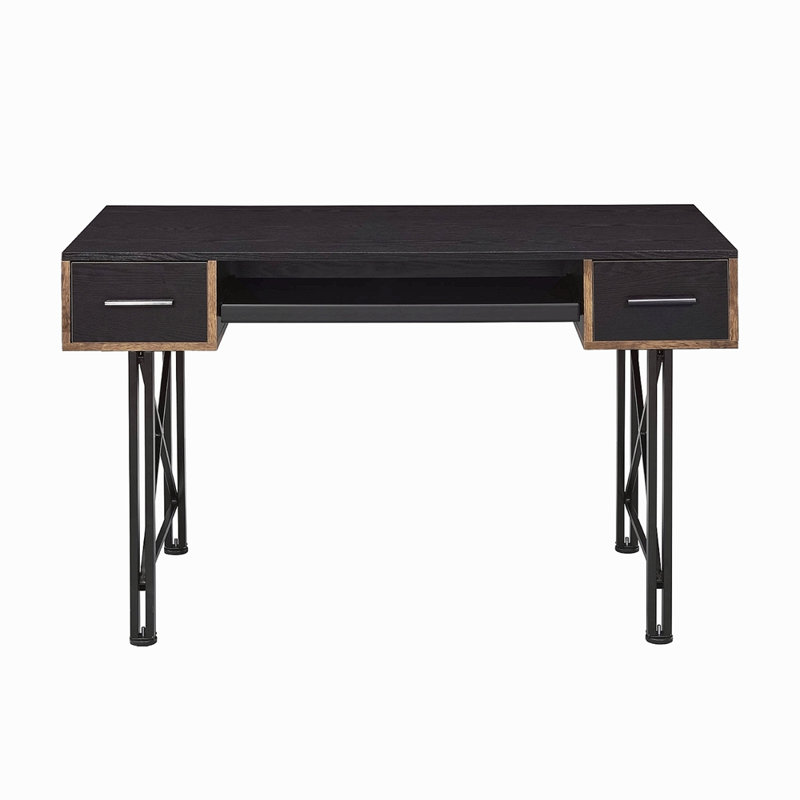 Rectangular Computer Desk With 2 Drawers, Black