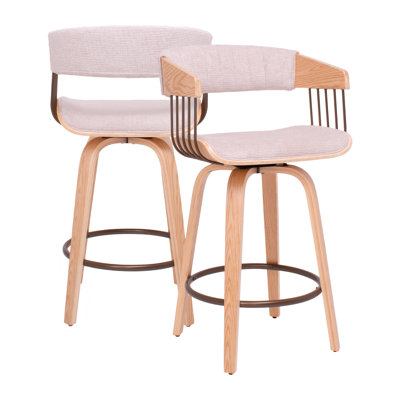 Upholstered Counter Stool with Solid Wood Frame