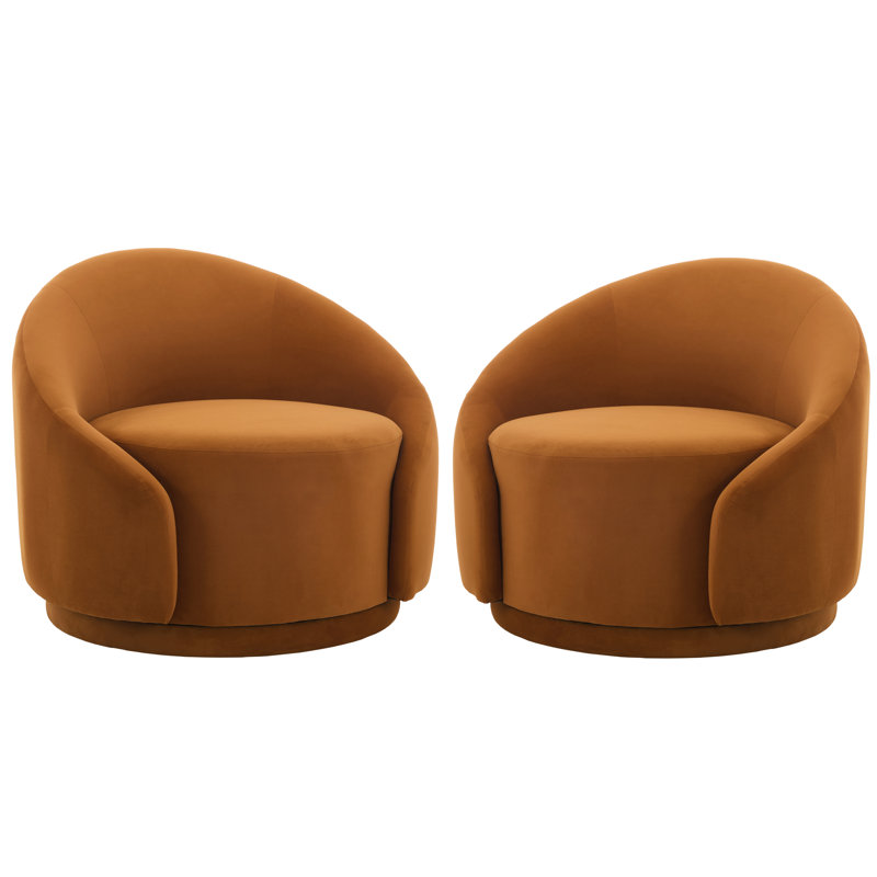 Aunna 89.2Cm Wide Swivel Barrel Chair, Orange Velvet