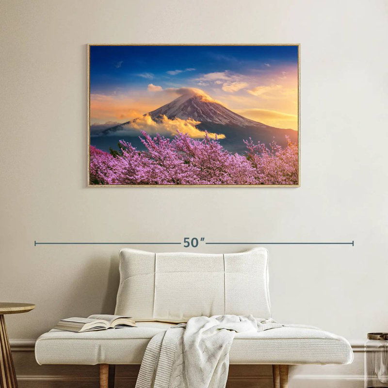 Mont Fuji, Cadre flottant en bois naturel, 40 po x 27 po