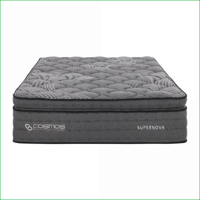 Mattresses, King Size 14'' Pocket Innerspring Memory Foam Mattress with 380 GSM Soft Cover | Light Gray | Foam+Spring