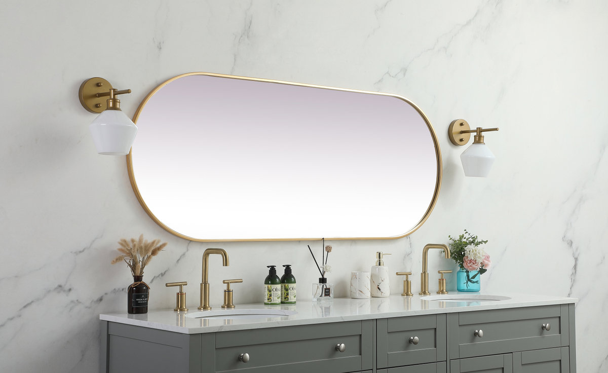 Elington Metal Oval Mirror, 60"  x 24" , Brass