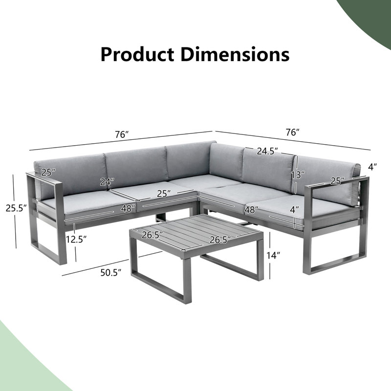 Ensemble de conversation modulaire avec coussins 4 pièces Bhyl