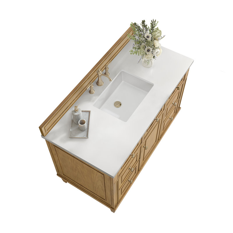 Lorelai 48'' W Single Vanity, Light Natural Oak, White Zeus Quartz, 8" Widespread