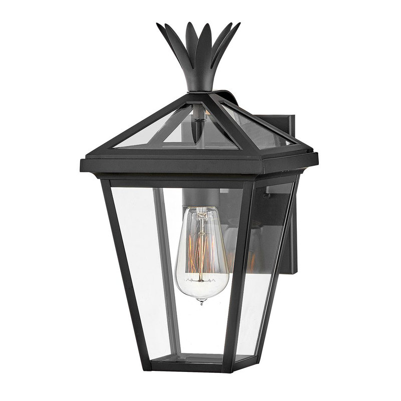 Fatma 36.8cm H Clear Glass Outdoor Wall Lantern, Burnished Bronze