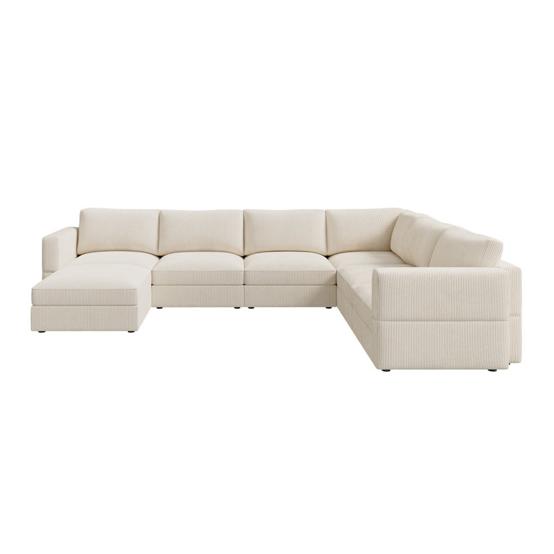 Canapé modulaire Bouley, Velours côtelé beige