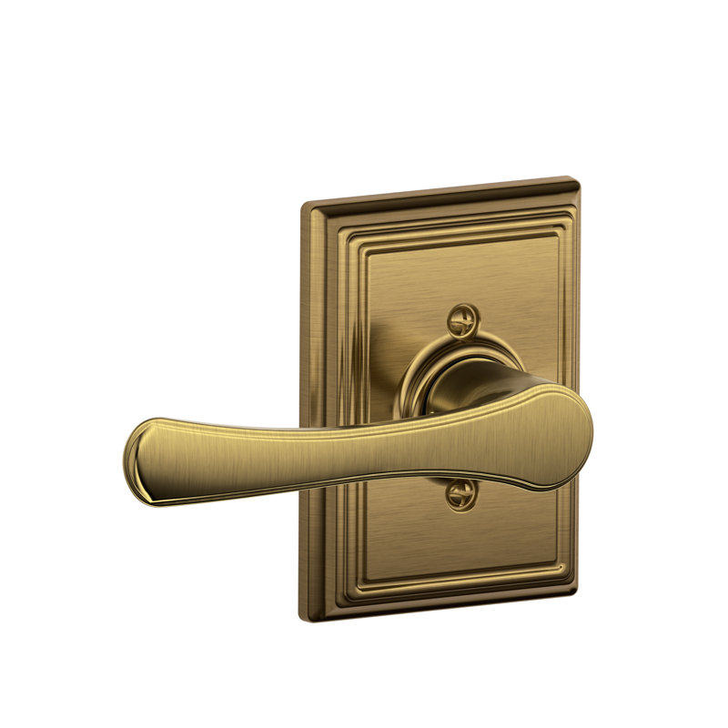 Avila Lever with Addison Trim Non-Turning Lock, Antique Brass