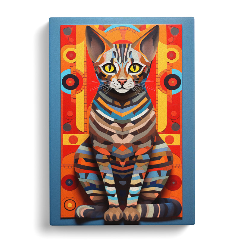 Bengal Cat Constructivism - No Frame Art Prints - Wrapped Canvas, 50cm H x 35cm W x 3cm D