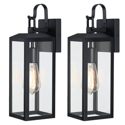 16'' Large Outdoor Wall Lights 2-packs, Modern Black Exterior Lighting Fixtures, Waterproof Outdoor Sconces Porch Light For House Wall Mount, Farmhouse Wall Lanterns For Front Door, Patio, Garage