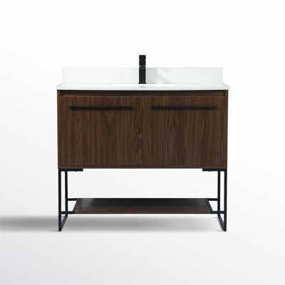 Rozell 40'' Single Bathroom Vanity with Engineered Marble Top