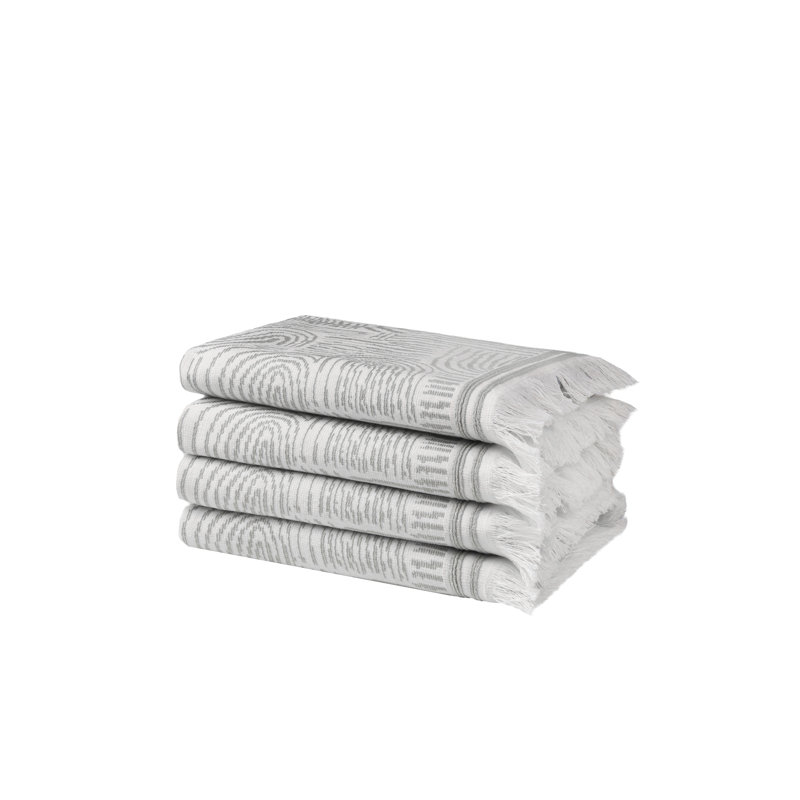 ARCANA Set of 4 Hand Towels Green | Lightweight, Quickdry, Decorative, Luxury, with Fringes, Set of 4 Hand Towels, Green