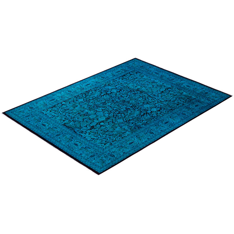 Overdyed Hand-Knotted Wool Modern-Contemporary Green Area Rug 9' 1" x 12' 4"