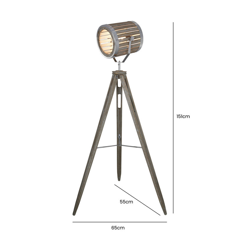 Burwell 151cm Tripod Floor Lamp, Grey