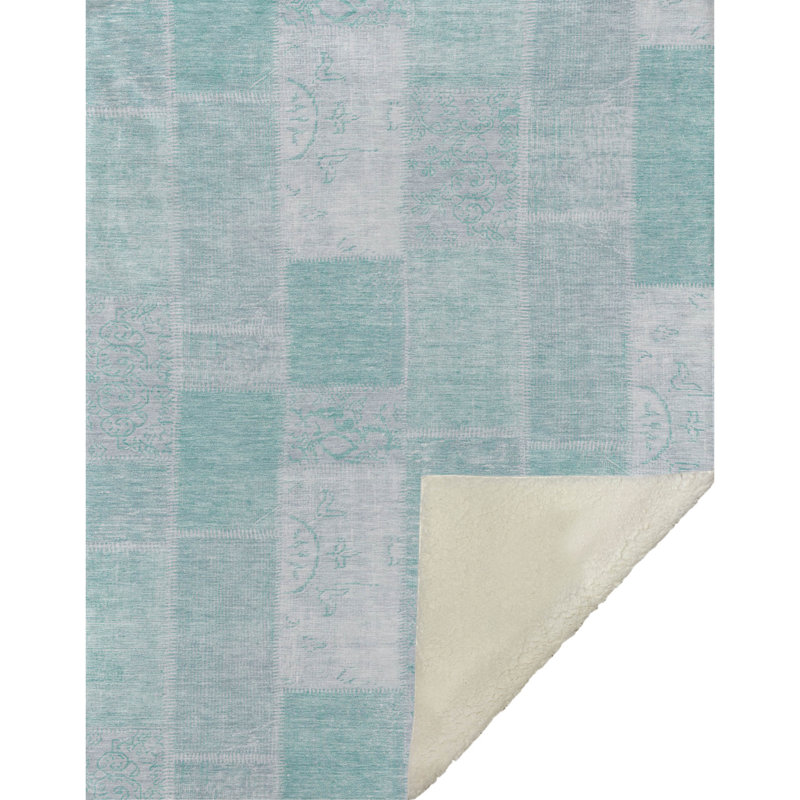Jeté patchwork Addison Sherpa ASB631, Turquoise