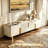 78.74'' Modern Faux Marble TV Stand with Gold Stainless Steel Base and 4 Storage Cabinets