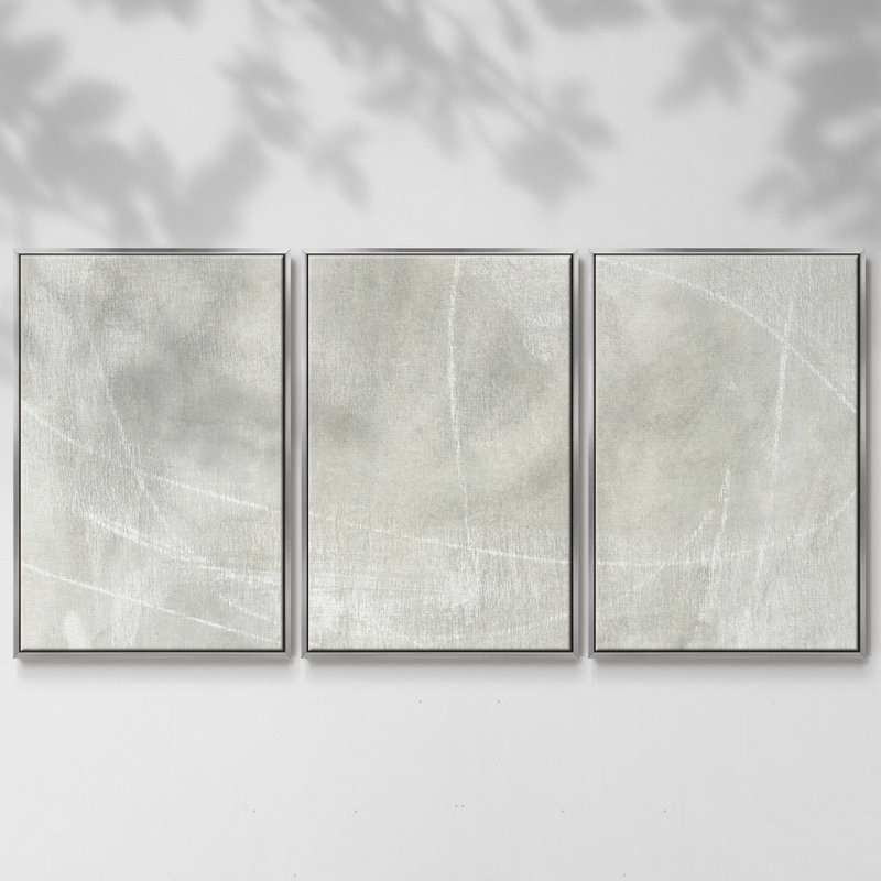 Stone Shadows I - Toile encadrée à pièces multiples, H 24 po x l 48 po, Encadrement argenté
