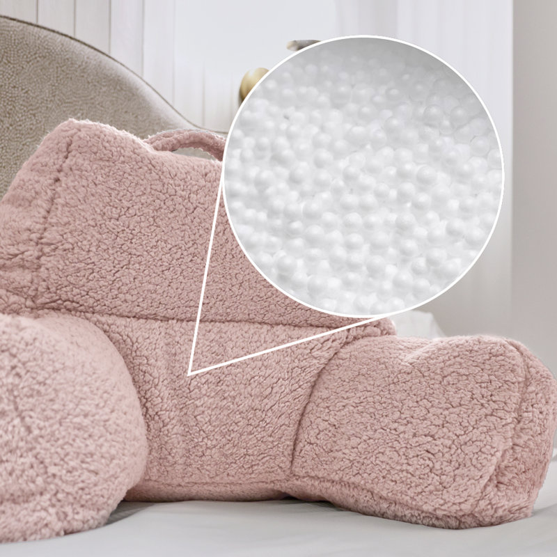 Kids Kingston Faux Fur Classic Bean Bag and Reading Pillow Set, Pink