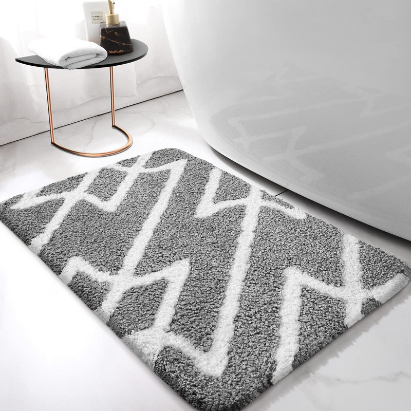 Dorwin Microfiber Non-Slip Bath Rug, 0.7" H x 30" W x 20" D, Light Gray