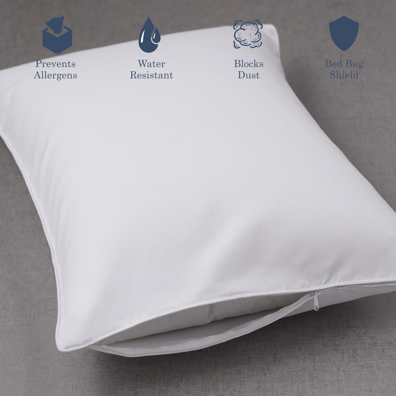 Standard White Cotton Polyester Hypoallergenic Pillow Protector