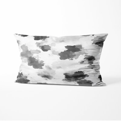Modern Decorative Throw Pillow - Abstract Minimal Black And White Ink Printed Cushion