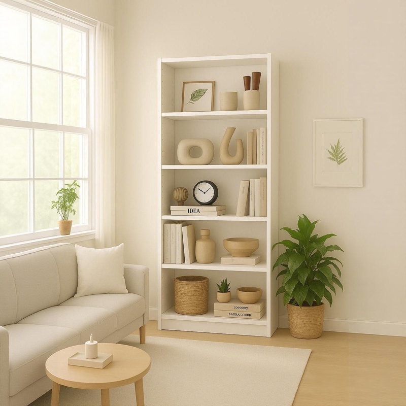 Armoire de rangement à 5 niveaux, Blanc, (5 tablettes) H 70,92 po x l 29,94 po x P 11,43 po