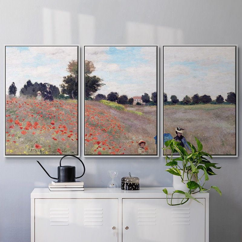 Monet - Toile encadrée multi-pièces_587MONETC, H 36 po x l 75 po x P 2 po, Blanc